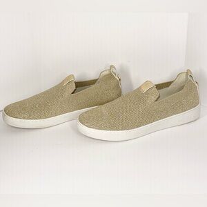 Michael Kors Juno Knit Slip On Sneaker Sparkle Gold Fashion Metallic Comfort 9.5